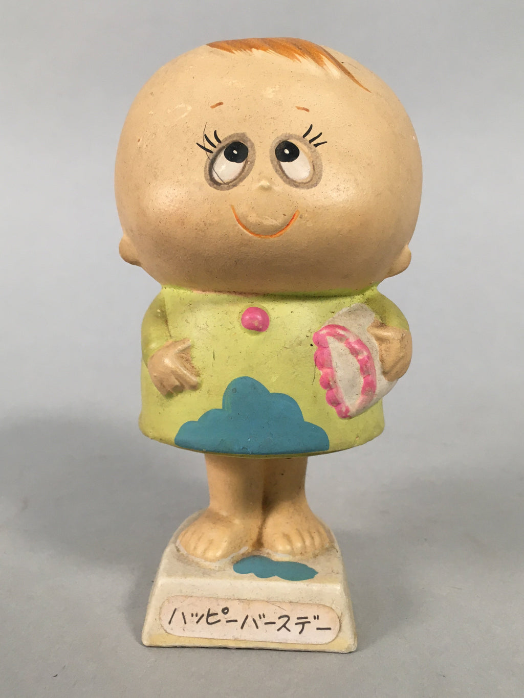 Japanese Plaster Statue Vtg Tomy Toy Baby Figurine Happy Birthday BD598