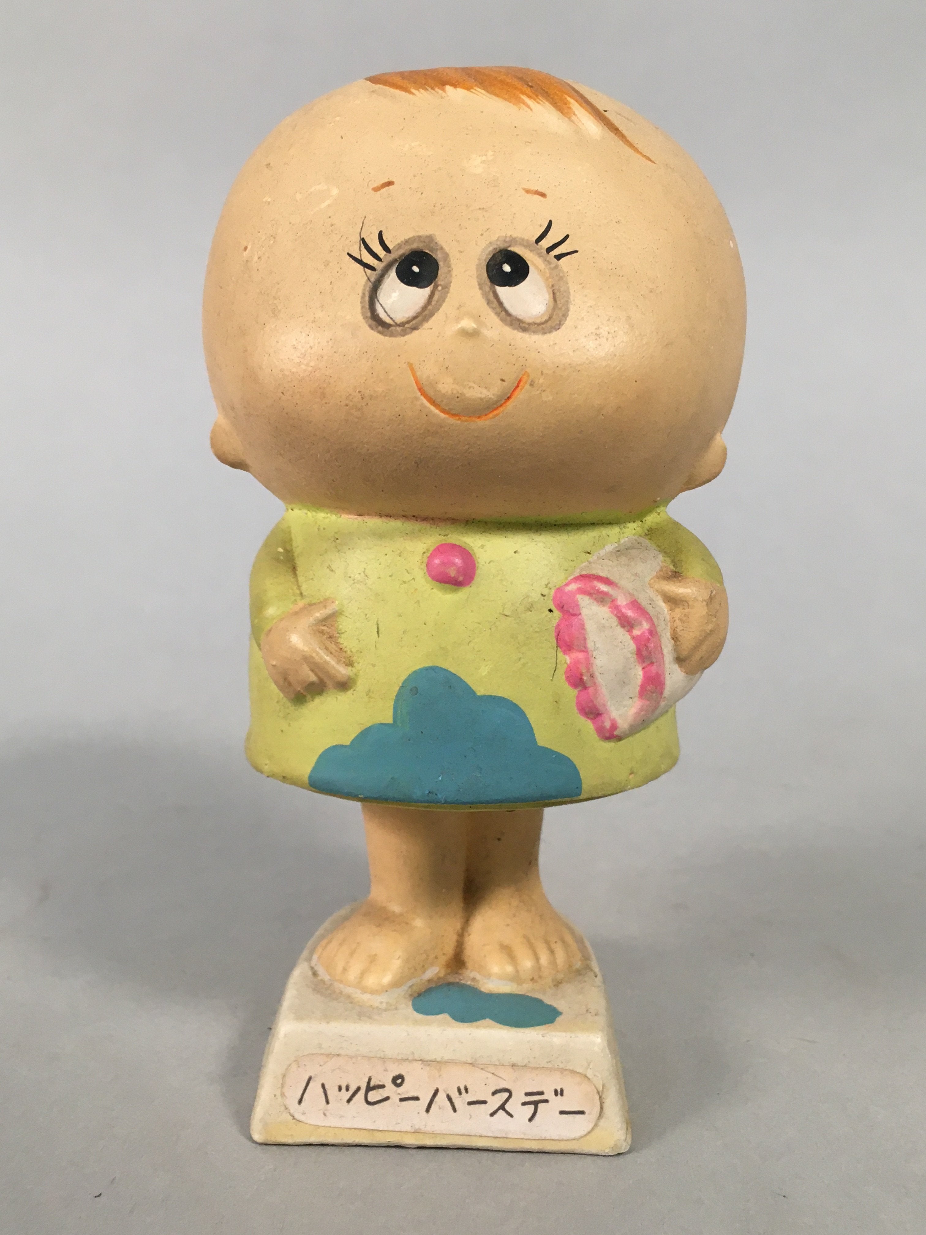 Japanese Plaster Statue Vtg Tomy Toy Baby Figurine Happy Birthday BD598