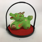 Japanese Plaster Zodiac Dragon Statue Vtg Lucky Charm Green Figurine PX613