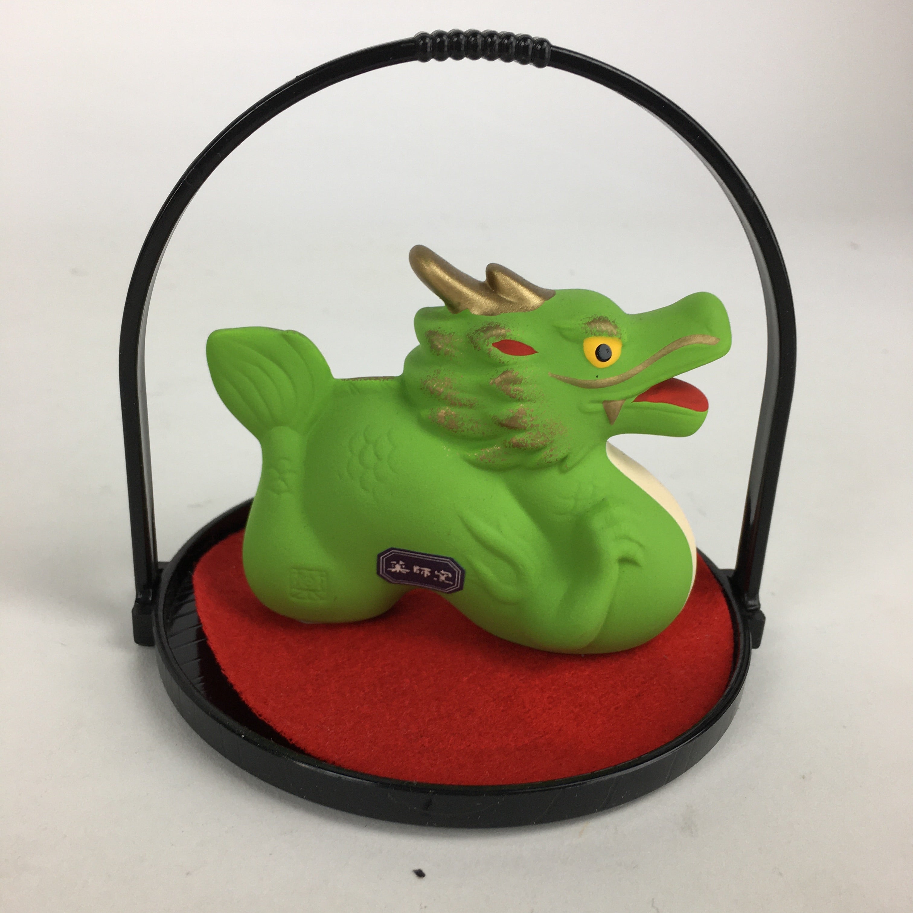Japanese Plaster Zodiac Dragon Statue Vtg Lucky Charm Green Figurine PX613
