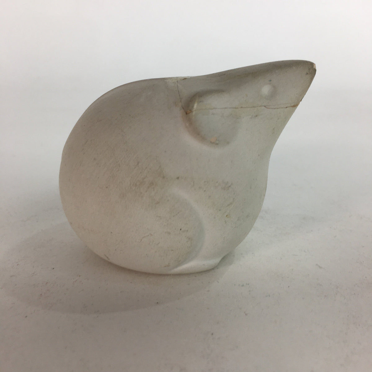 Japanese Plaster Zodiac Mouse Figurine Vtg Kokeshi Doll Okimono White KF570