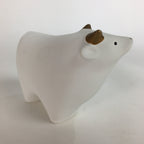 Japanese Plaster Zodiac Symbol Cow Vtg Pottery Yakushi Kiln White Gold Ushi BD6