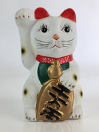 Japanese Plaster doll Cat Piggy Bank Vtg Manekineko Money Box Good Luck BD822