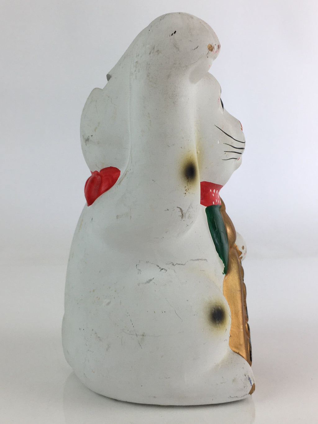 Japanese Plaster doll Cat Piggy Bank Vtg Manekineko Money Box Good Luck BD822