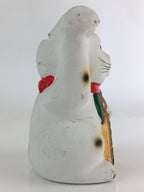 Japanese Plaster doll Cat Piggy Bank Vtg Manekineko Money Box Good Luck BD822