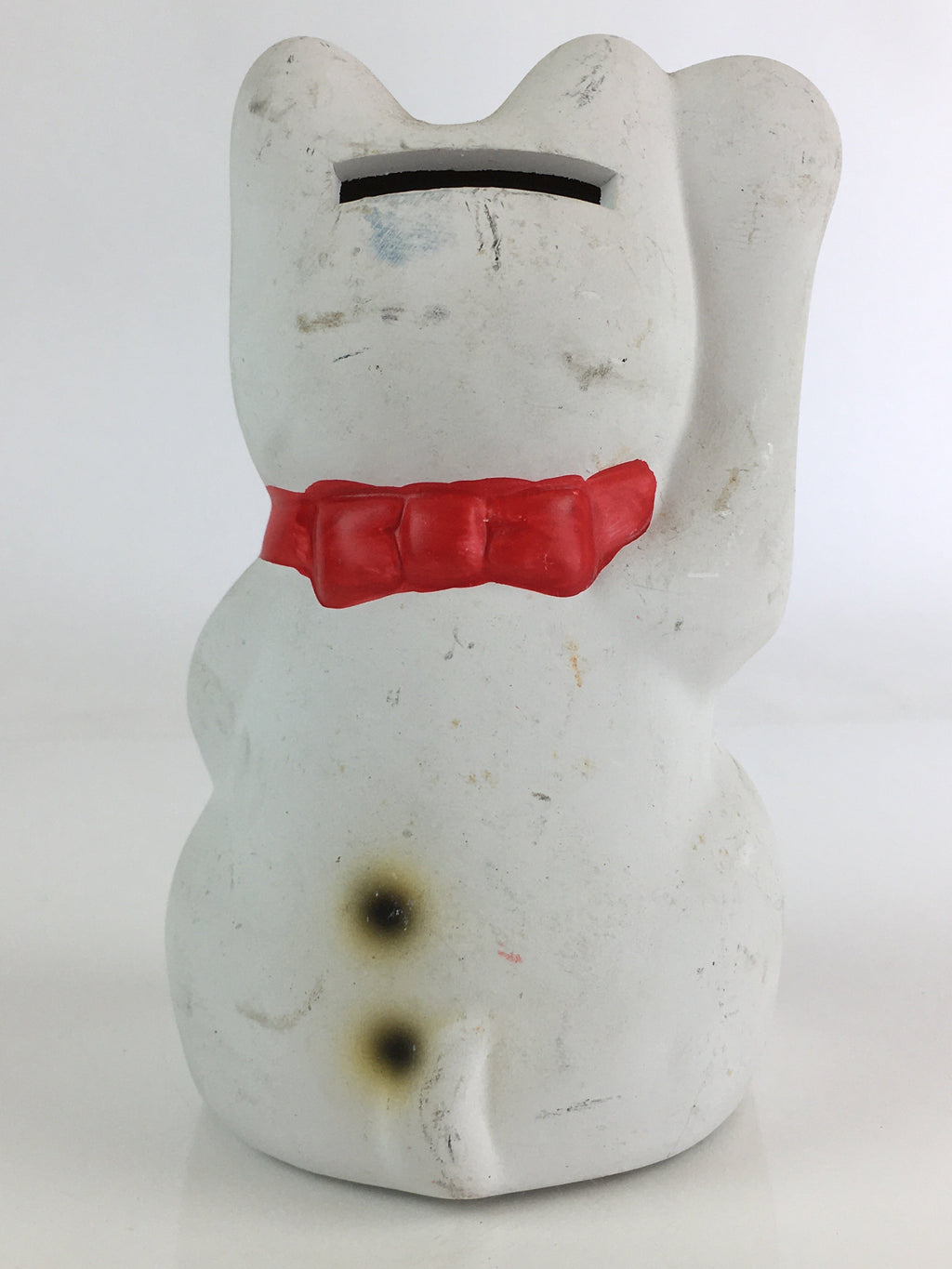 Japanese Plaster doll Cat Piggy Bank Vtg Manekineko Money Box Good Luck BD822