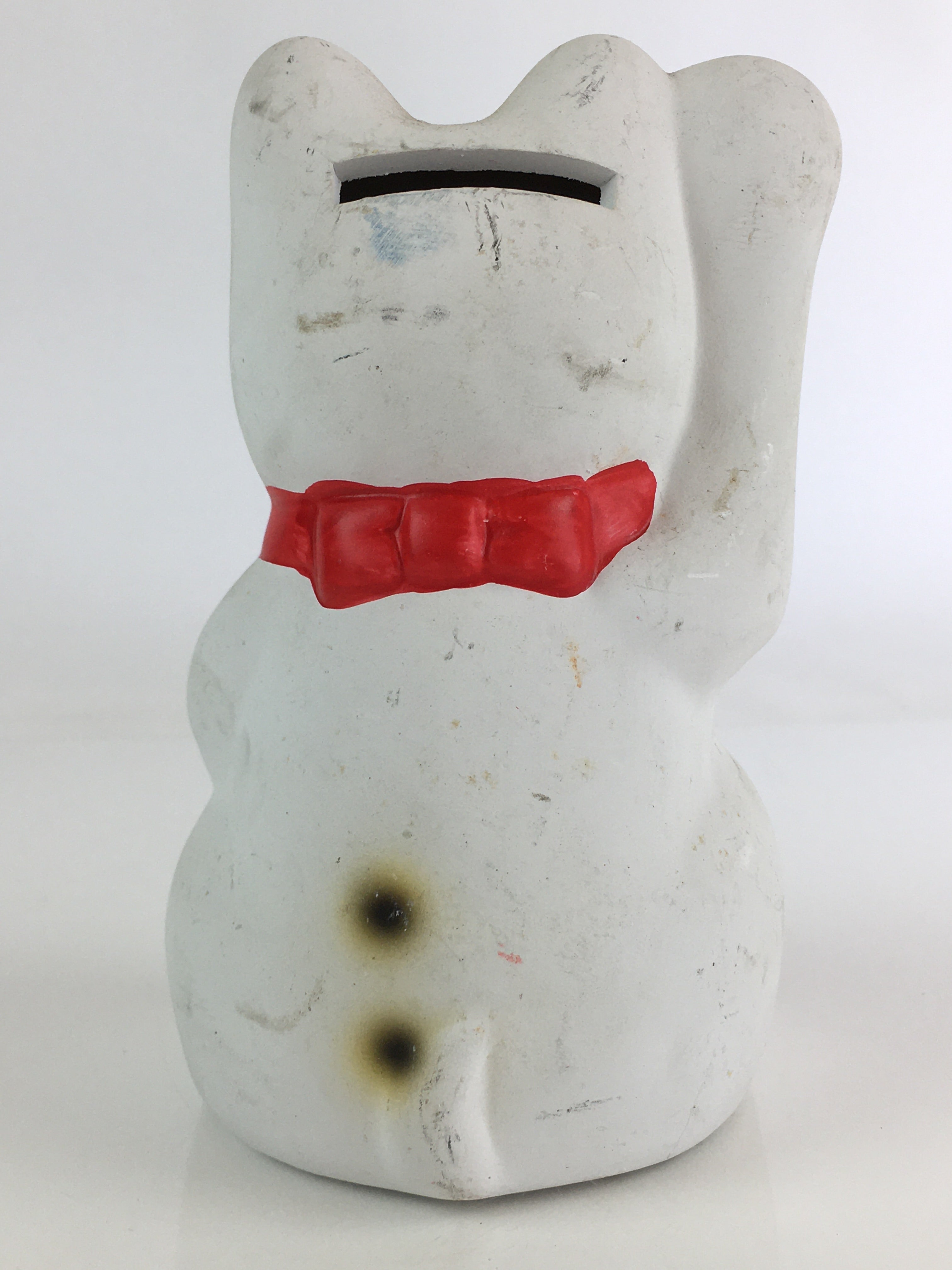 Japanese Plaster doll Cat Piggy Bank Vtg Manekineko Money Box Good Luck BD822