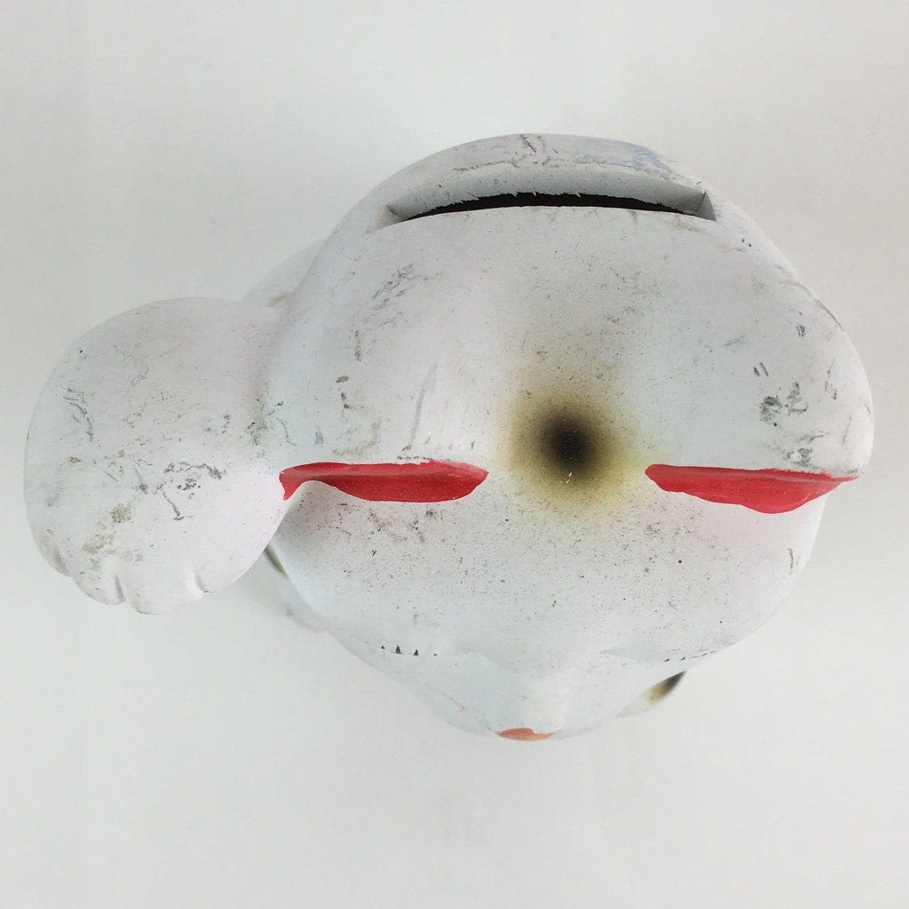 Japanese Plaster doll Cat Piggy Bank Vtg Manekineko Money Box Good Luck BD822