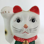 Japanese Plaster doll Cat Piggy Bank Vtg Manekineko Money Box Good Luck BD822