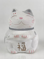 Japanese Plaster doll Cat Piggy Bank Vtg Money Box Chokinbako Good Luck BD827