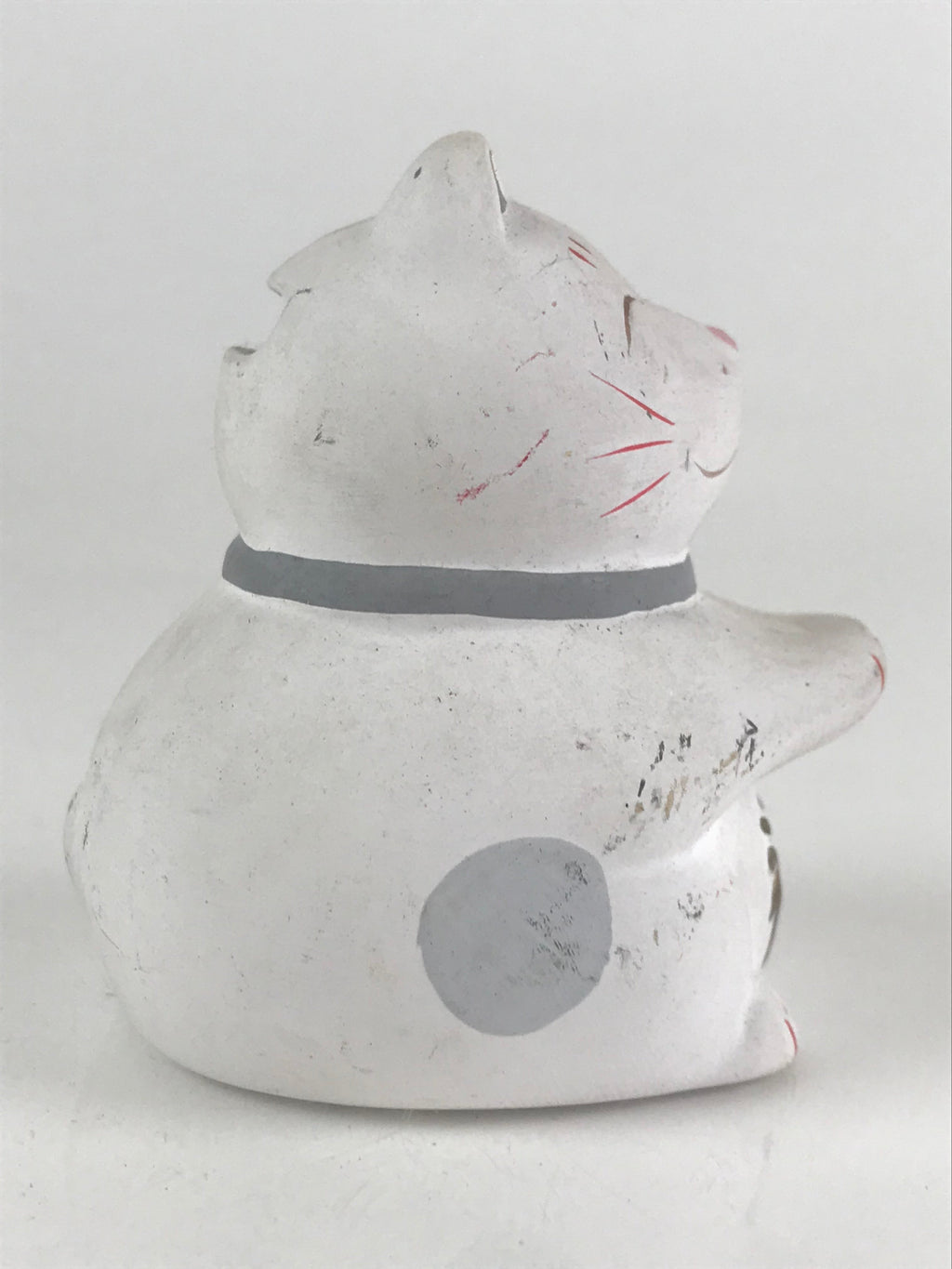 Japanese Plaster doll Cat Piggy Bank Vtg Money Box Chokinbako Good Luck BD827