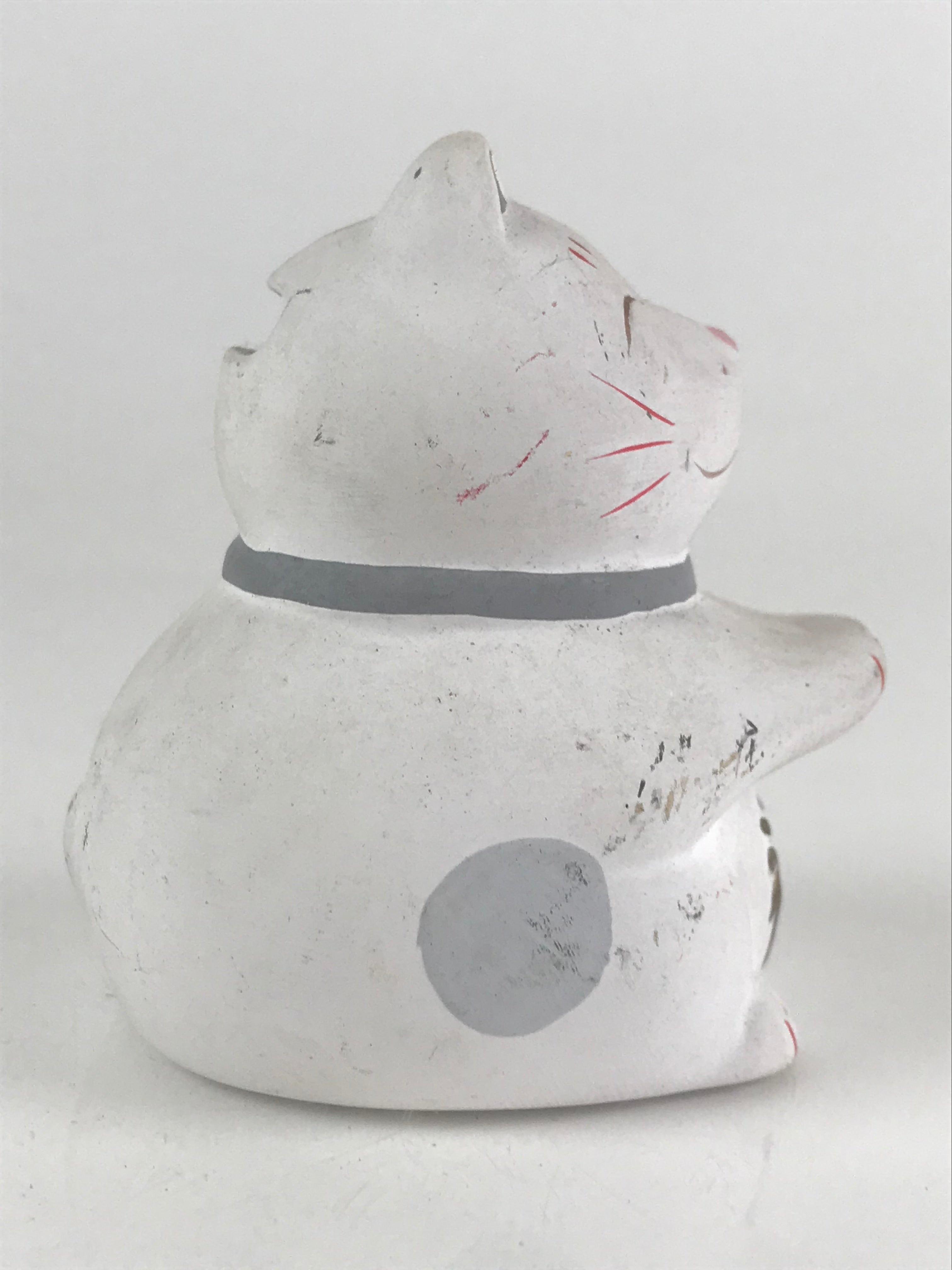 Japanese Plaster doll Cat Piggy Bank Vtg Money Box Chokinbako Good Luck BD827