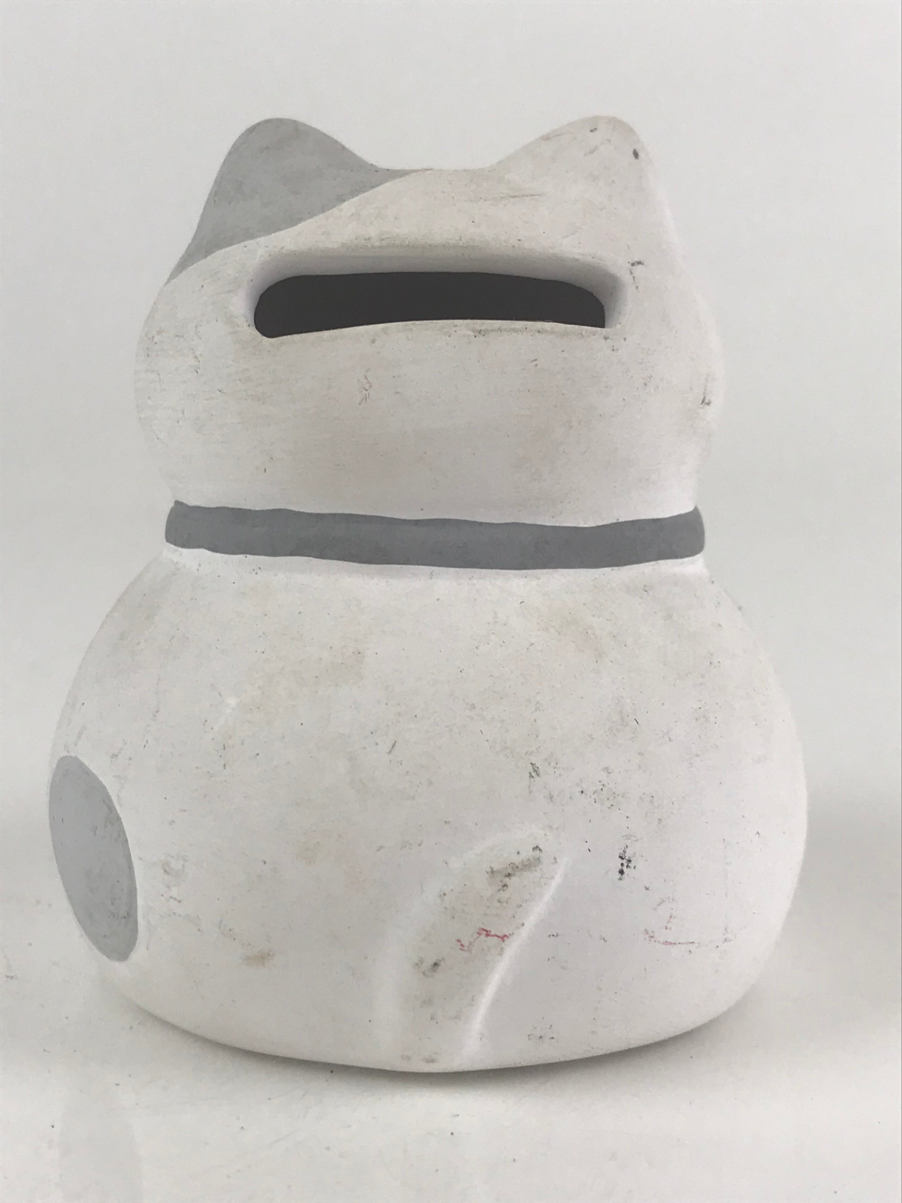Japanese Plaster doll Cat Piggy Bank Vtg Money Box Chokinbako Good Luck BD827