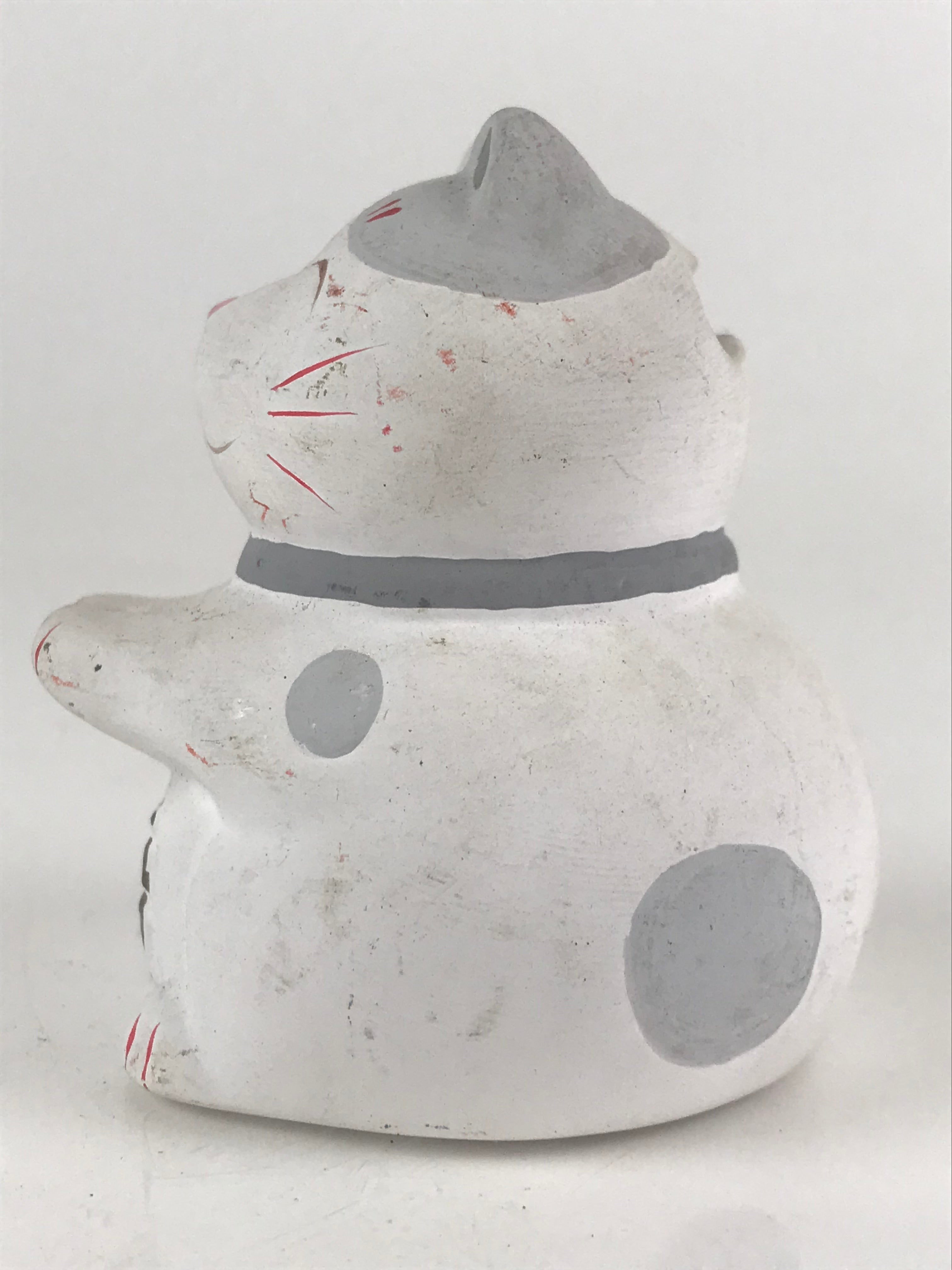 Japanese Plaster doll Cat Piggy Bank Vtg Money Box Chokinbako Good Luck BD827