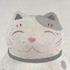 Japanese Plaster doll Cat Piggy Bank Vtg Money Box Chokinbako Good Luck BD827