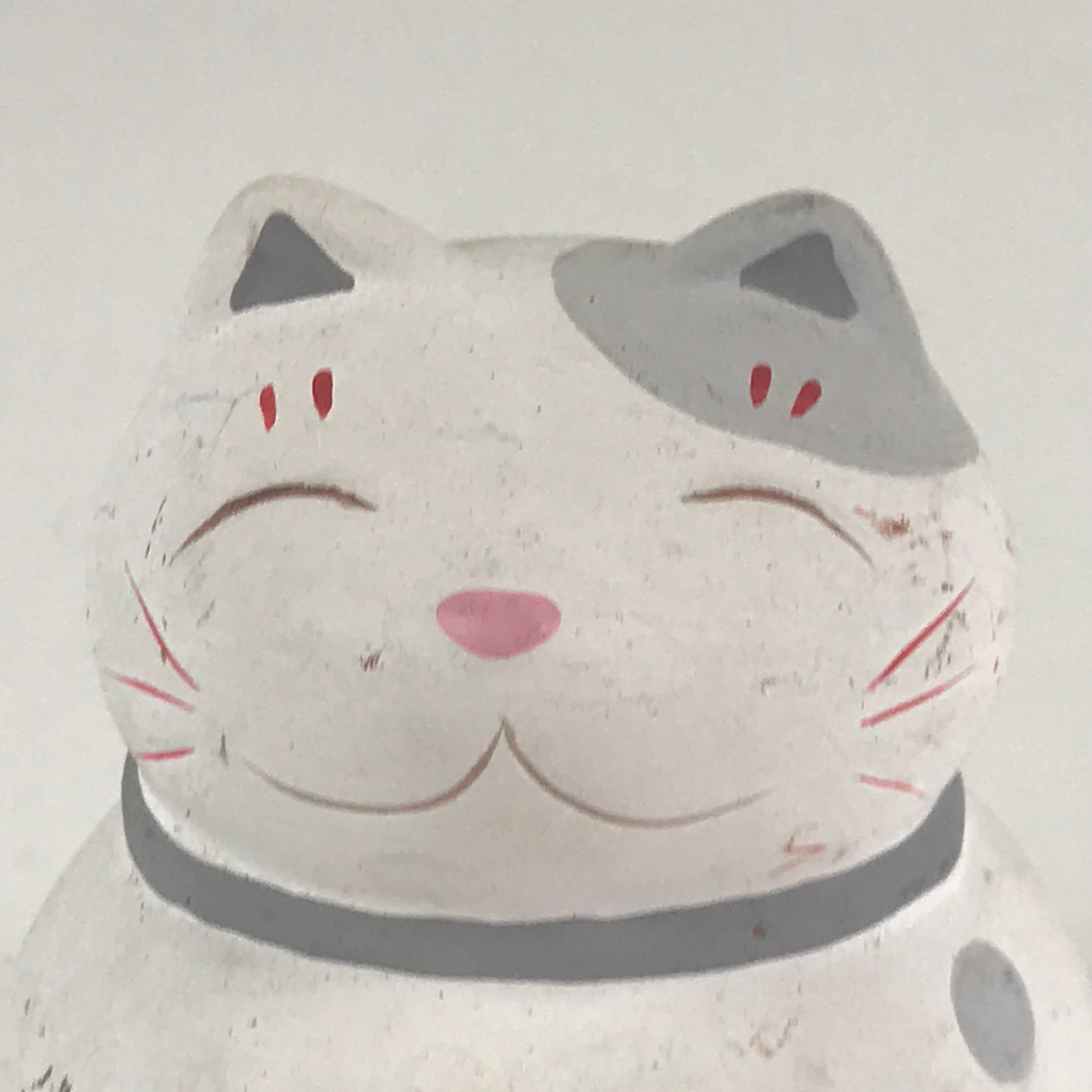 Japanese Plaster doll Cat Piggy Bank Vtg Money Box Chokinbako Good Luck BD827