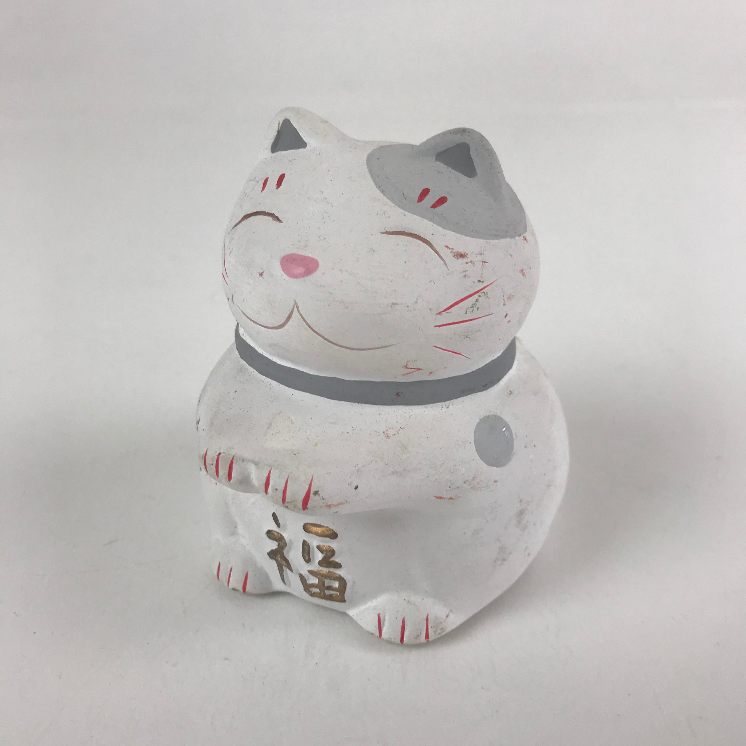 Japanese Plaster doll Cat Piggy Bank Vtg Money Box Chokinbako Good Luck BD827