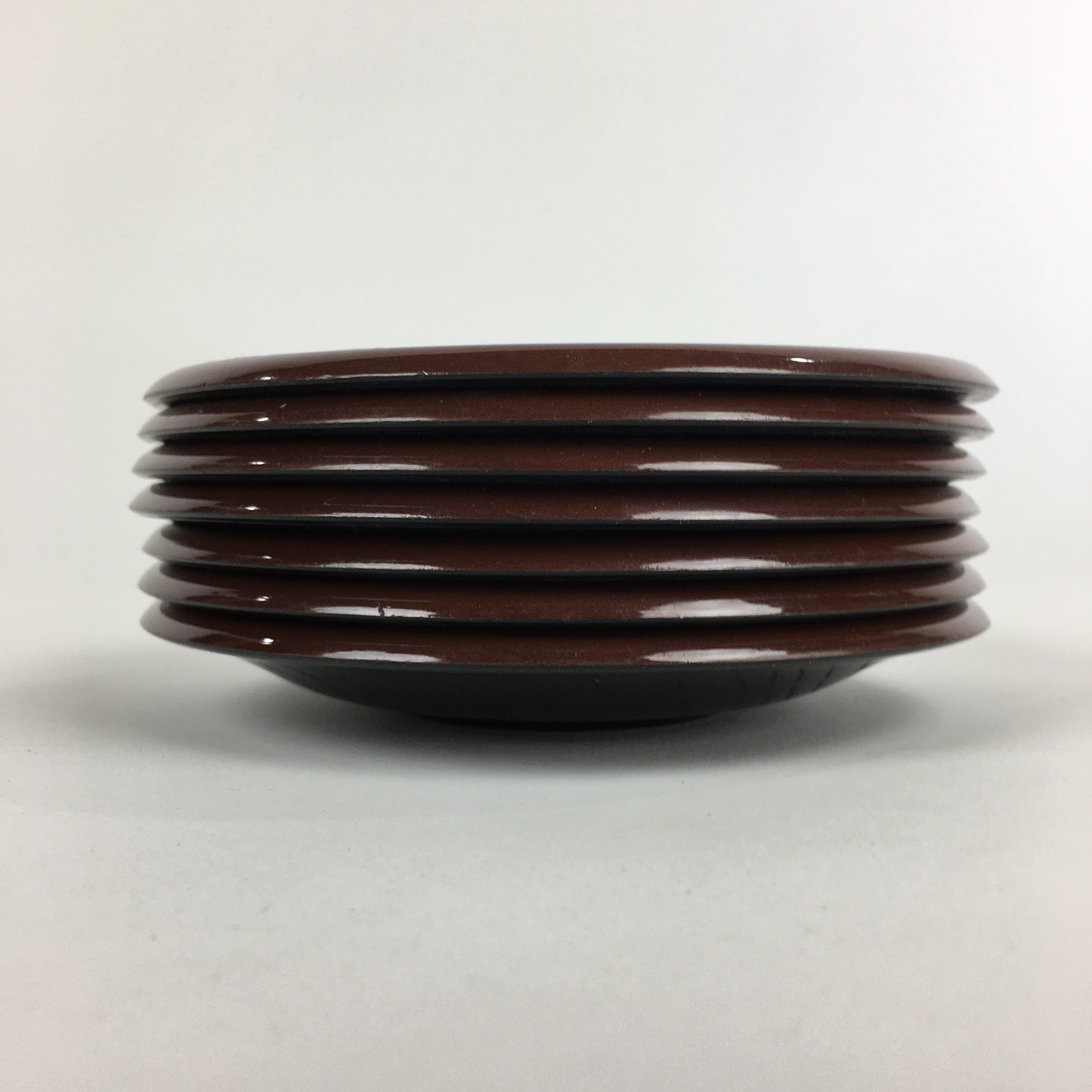 Japanese Plastic Drink Saucer 7pc Set Vtg Chataku Coaster Brown UR720