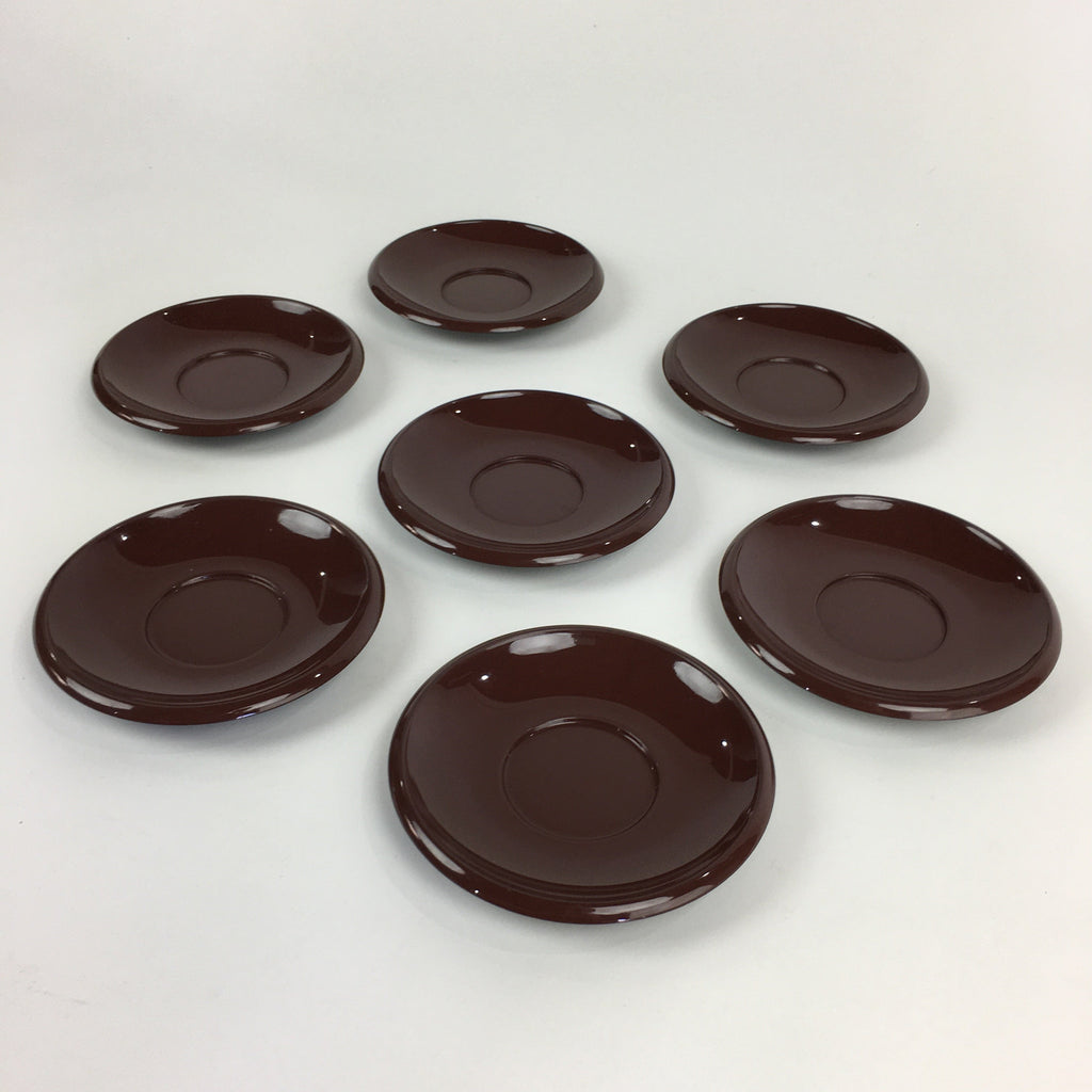 Japanese Plastic Drink Saucer 7pc Set Vtg Chataku Coaster Brown UR720