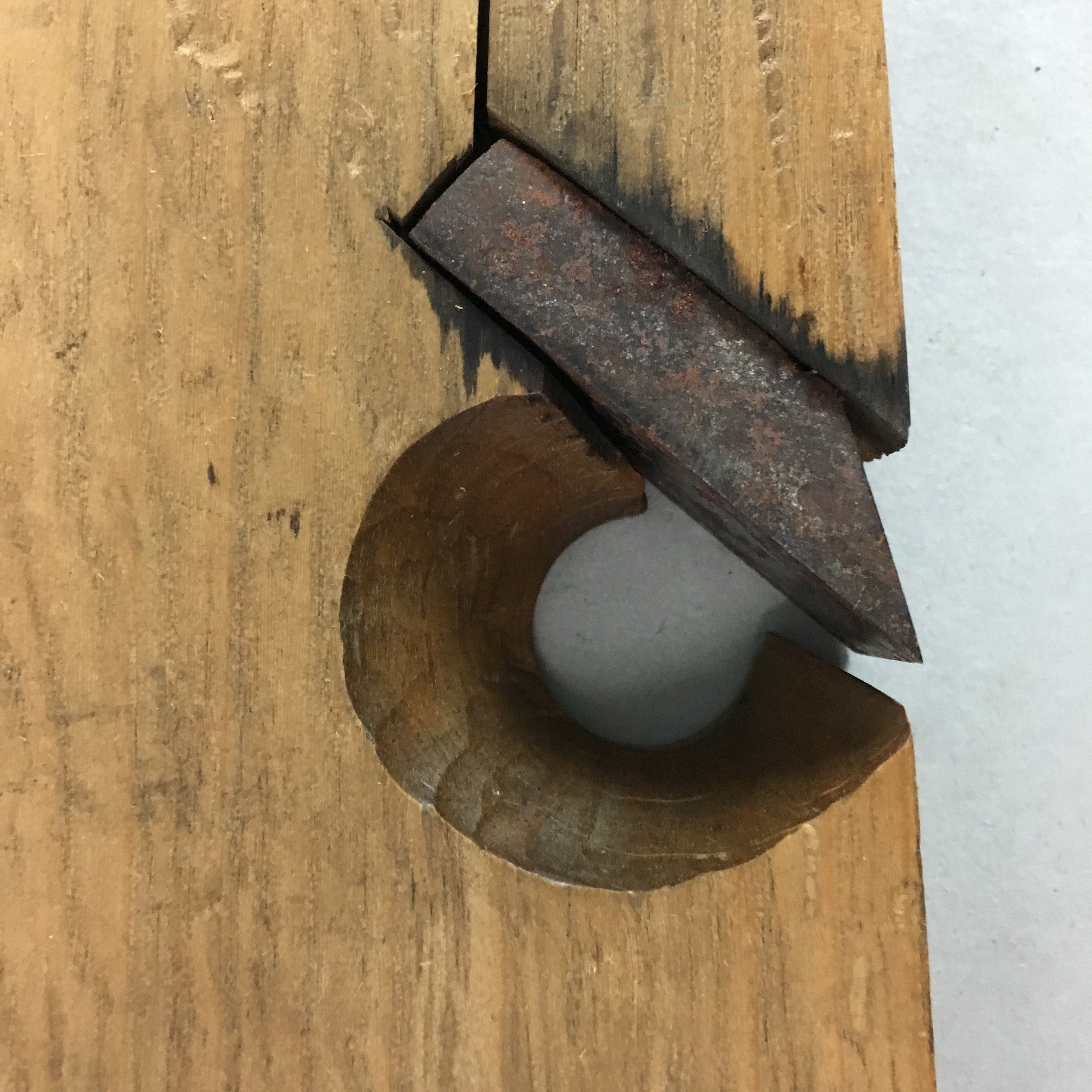 Japanese Plough Hand Plane Vtg Shakuri Kanna Wood Steel 16mm blade Tool K358