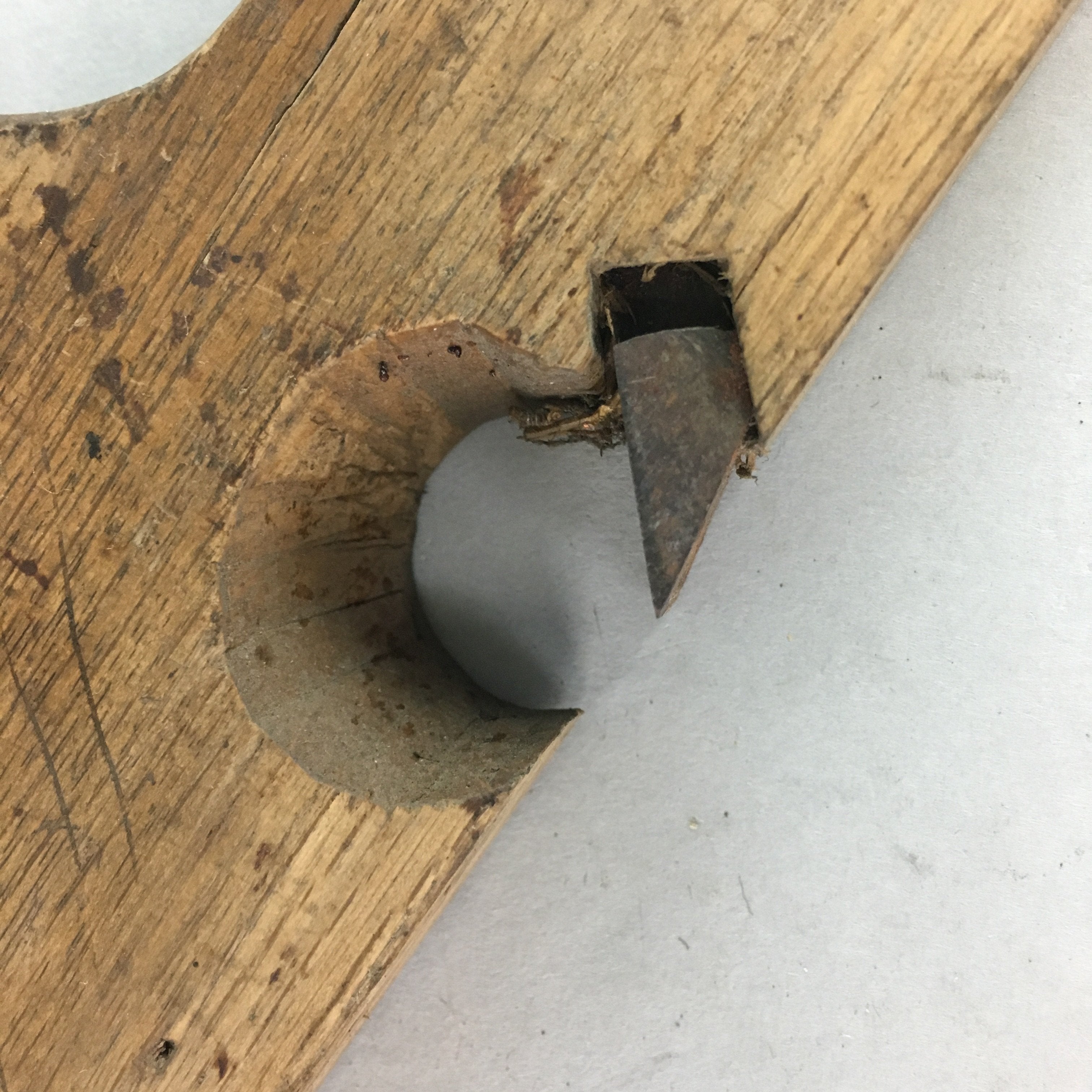 Japanese Plough Hand Plane Vtg Shakuri Kanna Wood Steel 17mm blade Tool K321