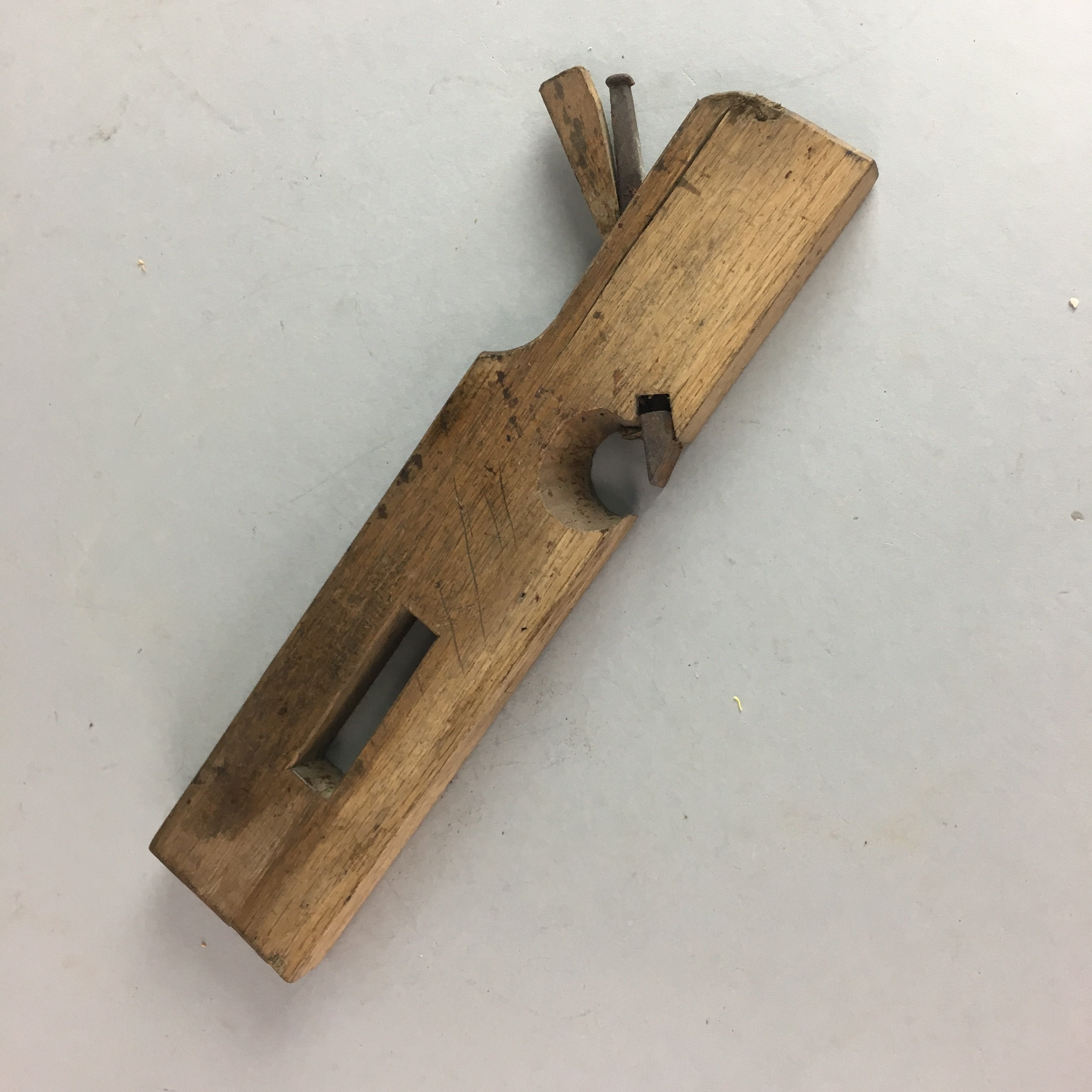 Japanese Plough Hand Plane Vtg Shakuri Kanna Wood Steel 17mm blade Tool K321