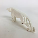 Japanese Pocelain Leopard Figurine Vtg Kokeshi Doll Pottery White Okimono KF567