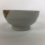 Japanese Pocerain Sake Cup Vtg Guinomi White Brown Kanji Design Ochoko GU978