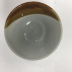 Japanese Pocerain Sake Cup Vtg Guinomi White Brown Kanji Design Ochoko GU978