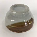 Japanese Pocerain Sake Cup Vtg Guinomi White Brown Kanji Design Ochoko GU978