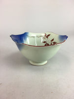 Japanese Porcelain 6 Sided Bowl Vtg Kobachi Blue Green Leaf Snack Kanji PT183