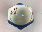 Japanese Porcelain 6 Sided Bowl Vtg Kobachi Blue Green Leaf Snack Kanji PT185
