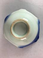 Japanese Porcelain 6 Sided Bowl Vtg Kobachi Blue Green Leaf Snack Kanji PT186