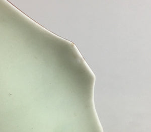 Japanese Porcelain 6 Sided Bowl Vtg Kobachi Blue Green Leaf Snack Kanji PT200