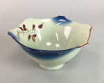 Japanese Porcelain 6 Sided Bowl Vtg Kobachi Blue Green Leaf Snack Kanji PT201