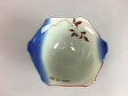 Japanese Porcelain 6 Sided Bowl Vtg Kobachi Blue Green Leaf Snack Kanji PT202