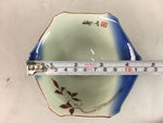 Japanese Porcelain 6 Sided Bowl Vtg Kobachi Blue Green Leaf Snack Kanji PT202