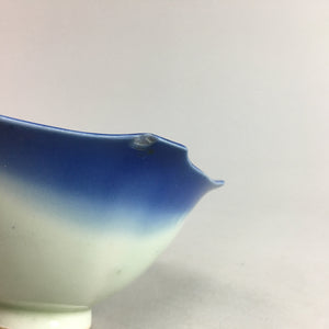 Japanese Porcelain 6 Sided Bowl Vtg Kobachi Blue Green Leaf Snack Kanji PT203