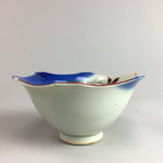 Japanese Porcelain 6 Sided Bowl Vtg Kobachi Blue Green Leaf Snack Kanji PT203