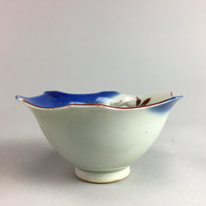 Japanese Porcelain 6 Sided Bowl Vtg Kobachi Blue Green Leaf Snack Kanji PT203