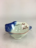 Japanese Porcelain 6 Sided Bowl Vtg Kobachi Small Blue White PT189