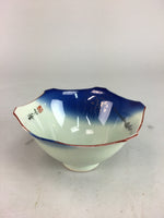 Japanese Porcelain 6 Sided Bowl Vtg Kobachi Small Blue White PT189