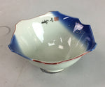 Japanese Porcelain 6 Sided Bowl Vtg Kobachi Small Blue White PT190