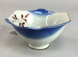 Japanese Porcelain 6 Sided Bowl Vtg Kobachi Small Blue White PT190