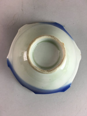 Japanese Porcelain 6 Sided Bowl Vtg Kobachi Small Blue White PT190