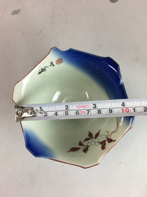 Japanese Porcelain 6 Sided Snack Bowl Vtg Kobachi Blue White PT191