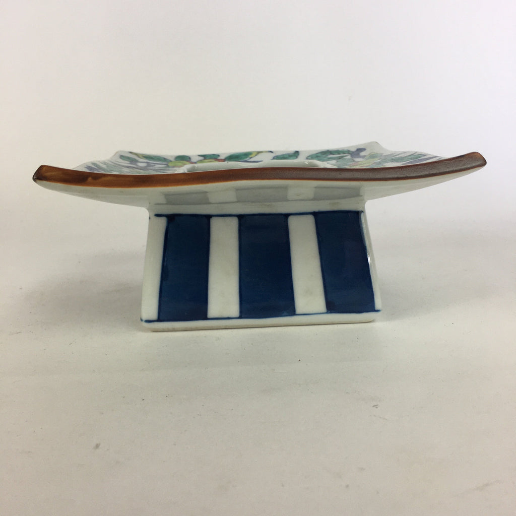 Japanese Porcelain Arita Ware Ashtray Vtg Haizara Flower Bud Bird Pattern PP660