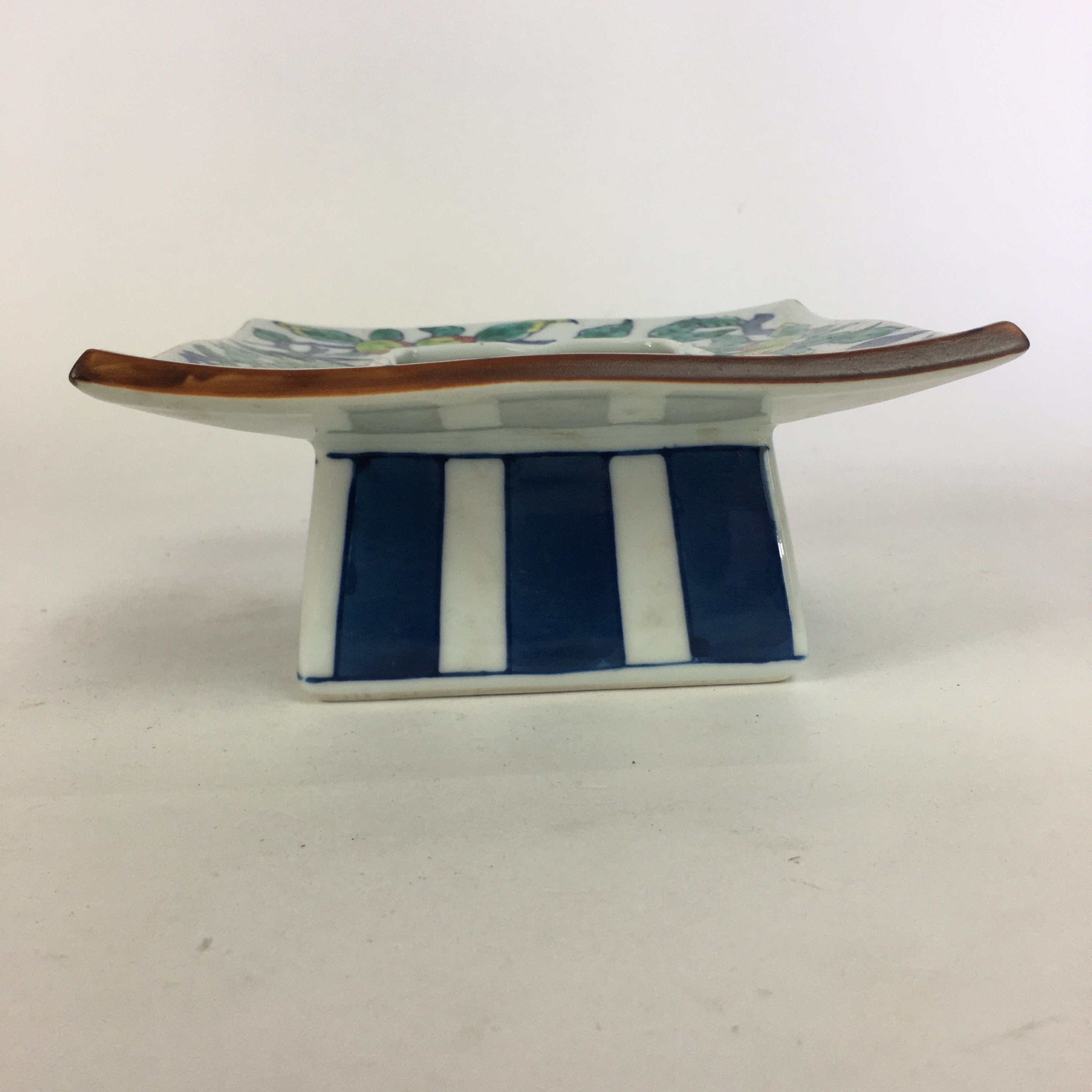 Japanese Porcelain Arita Ware Ashtray Vtg Haizara Flower Bud Bird Pattern PP660