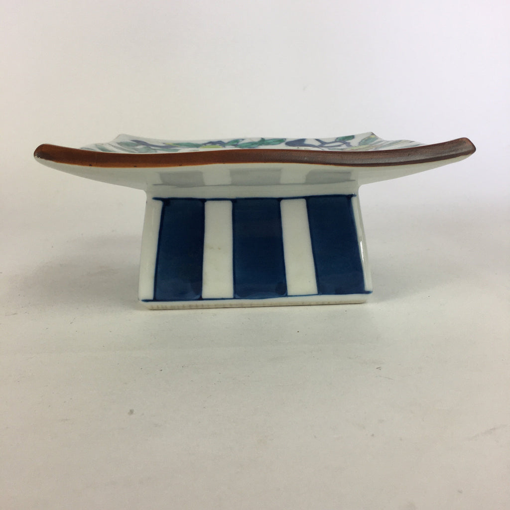 Japanese Porcelain Arita Ware Ashtray Vtg Haizara Flower Bud Bird Pattern PP660
