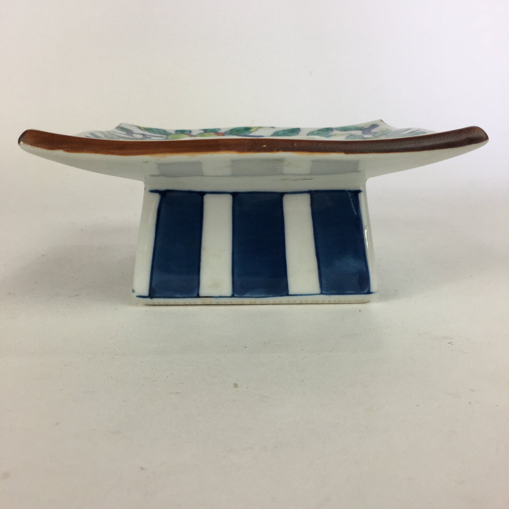 Japanese Porcelain Arita Ware Ashtray Vtg Haizara Flower Bud Bird Pattern PP660